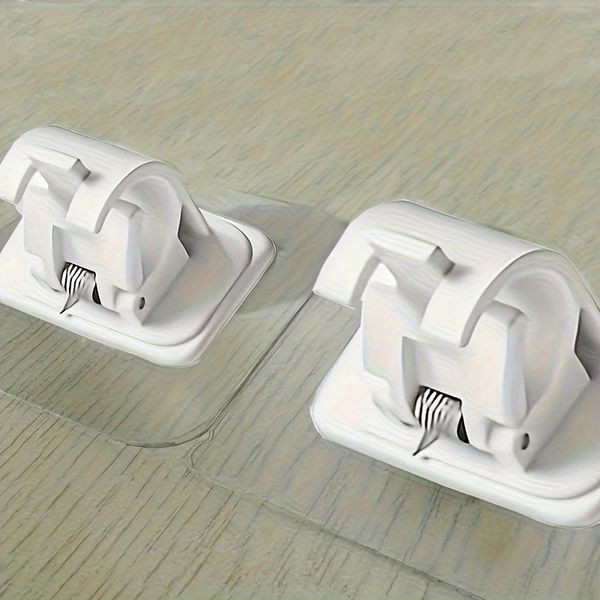 4pcs No-Drill Curtain Rod Holder Set - Self-Adhesive, Adjustable Wall Hooks for Stylish Home Decor, Suitable for Bedroom